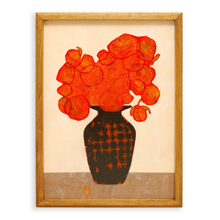 Orange bouquet and black vase#2 No.251